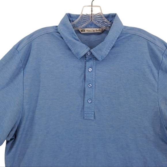 Travis Mathew Shirt Mens L Blue Polo Golf Colonial CC Logo Pima Cotton Blend - Picture 6 of 14